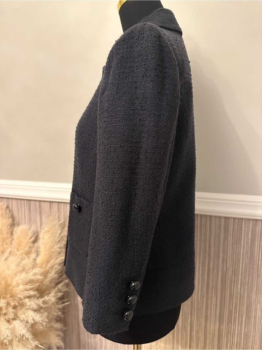 Talbots Black Bouclé Wool Blend Button Front Jacket Size 4 - Picture 7 of 11
